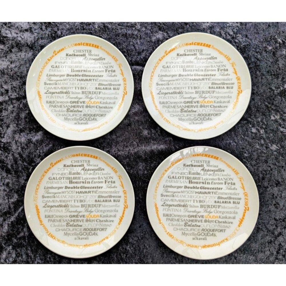 Set Of 4 The Tuscany Collection Cheese-Themed Ceramic Plates 6.5" Japan
